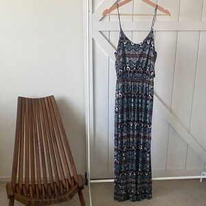 Lush Black and White Patterned Maxi Dress